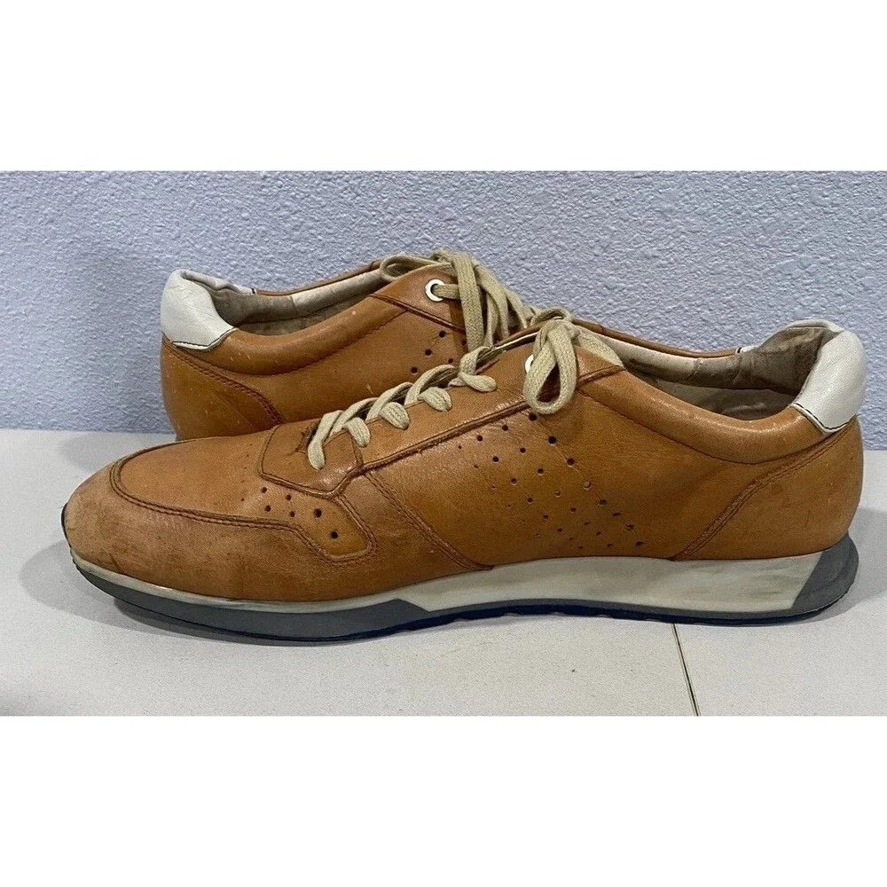 Pikolinos Shoes Mens Size 10.5 EU 44 Brown Leather Perforated Lace Up Sneakers